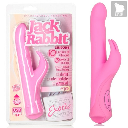 Вибратор Rechargeable Rotating Jack Rabbit перезаряжаемый, цвет розовый - California Exotic Novelties