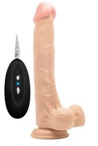 Телесный вибратор-реалистик Vibrating Realistic Cock 10" With Scrotum - 27 см., цвет телесный - Shots Media