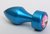 Синяя анальная пробка с розовым стразом - 7,8 см, цвет синий - 4sexdreaM