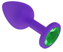 Фиолетовая силиконовая пробка с зеленым кристаллом - 7,3 см, цвет зеленый - МиФ