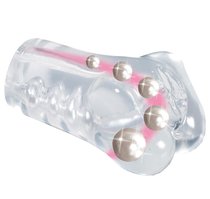 Прозрачный мастурбатор-вагина со стимулирующими бусинами PARISIAN PASSION WITH 5 PEARLS, цвет прозрачный - Nanma (NMC)