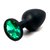 Анальная пробка Silicone Black 3.5 с кристаллом, цвет зеленый - Luxurious Tail
