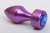 Фиолетовая анальная пробка с широким основанием и синим кристаллом - 7,8 см, цвет фиолетовый - 4sexdreaM