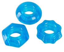 Набор из 3 голубых эрекционных колец Stretchy Cock Ring, цвет голубой - ORION