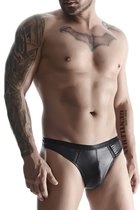 Трусы-стринги wetlook с сетчатыми вставками, цвет черный, 2XL - Demoniq