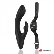 Черно-золотой вибратор-кролик с пультом-часами Anne s Desire Rabbit Vibe Wireless Watchme - 20,5 см., цвет золотой/черный - Dreamlove
