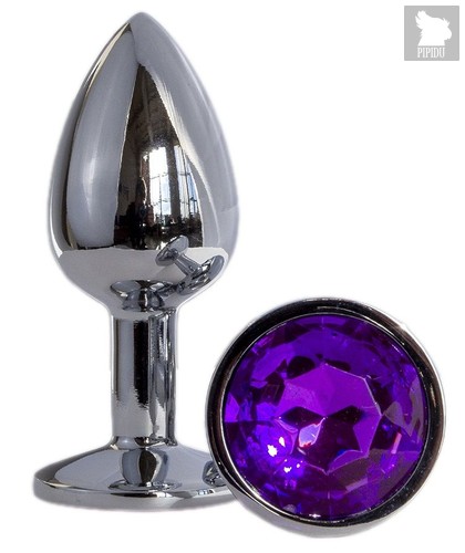 Металлическая анальная втулка с фиолетовым кристаллом - 7,2 см., цвет фиолетовый - Oyo
