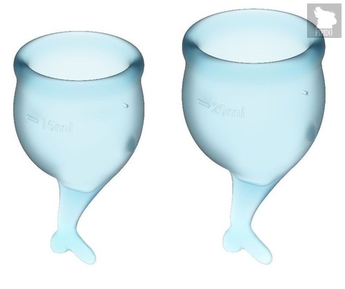 Набор голубых менструальных чаш Feel secure Menstrual Cup, цвет голубой - Satisfyer