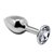 Серебристая анальная втулка с прозрачным кристаллом Mini Metal Butt Plug Size M - 8 см., цвет прозрачный - Adrien Lastic