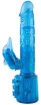 Синий вибратор с клиторальным стимулятором-дельфином - 17,8 см, цвет синий - Nanma (NMC)