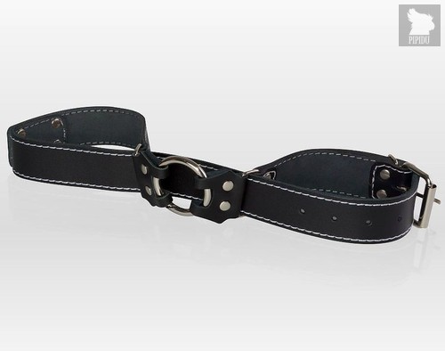 Кожаные ременные наручники, цвет черный - Sitabella