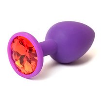 Анальная пробка Silicone Purple 2.8 с кристаллом, цвет красный - Luxurious Tail
