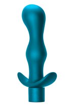 Бирюзовая фигурная анальная пробка с вибрацией Passion - 14 см, цвет синий - Lola Toys