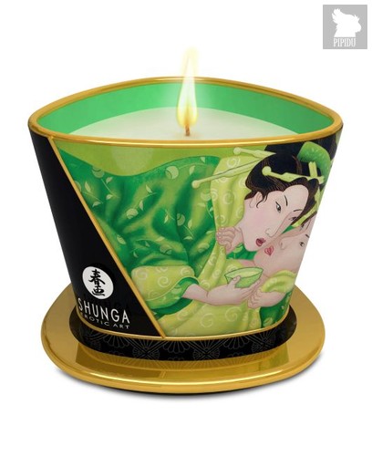 Массажная свеча Exotic Green Tea с ароматом зелёного чая - 170 мл - Shunga Erotic Art