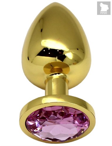 Золотистая пробка с розовым кристаллом - 9 см., цвет розовый - Eroticon