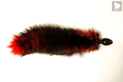 Анальная пробка с лисьим хвостом, 3.2 см, цвет красный - Wild Lust
