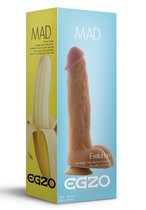 Крупный телесный фаллоимитатор Mad Banana с мошонкой - 23,5 см, цвет телесный - Egzo
