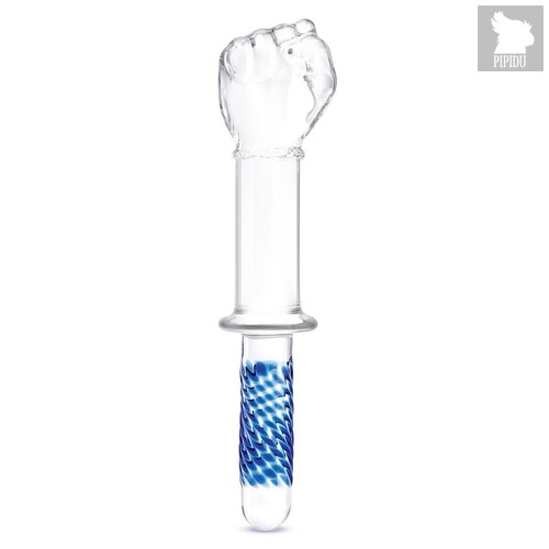 Стеклянный стимулятор в форме сжатой в кулак руки 11’’ Glass Fist Double Ended With Handle Grip - 28 см., цвет прозрачный - Gläs