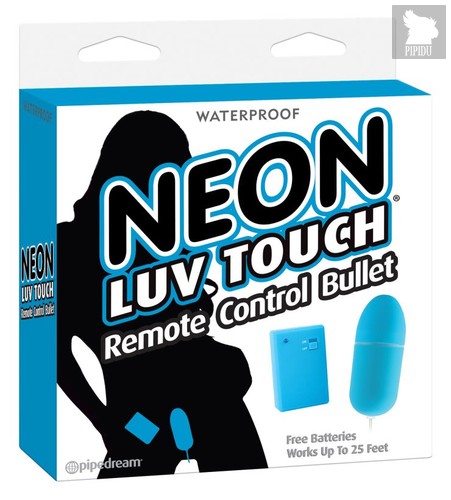 Неоновая вибропуля на пульте управления Neon Luv Touch Remote Control Bullet, цвет голубой - Pipedream
