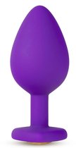Фиолетовая анальная пробка Bling Plug Medium с золотистым стразом - 8,3 см., цвет фиолетовый - Blush Novelties