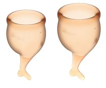 Набор оранжевых менструальных чаш Feel secure Menstrual Cup, цвет оранжевый - Satisfyer