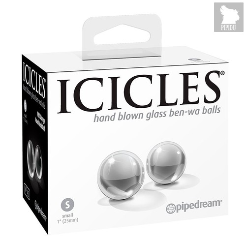Вагинальные шарики Icicles Glass Ben-Wa Balls, цвет прозрачный - Pipedream