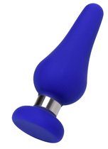 Синяя силиконовая анальная втулка с ограничителем - 13 см, цвет синий - Toyfa