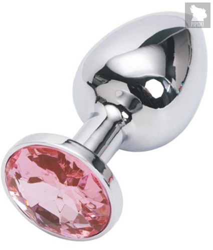 Анальная пробка Metal Silver 2,3 с кристаллом, цвет розовый/серебряный - Luxurious Tail