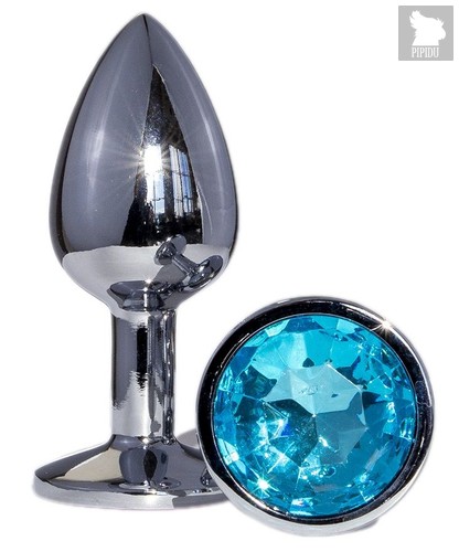 Металлическая анальная втулка с голубым кристаллом - 7,2 см., цвет голубой - Oyo