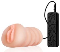 Мастурбатор-вагина REALSTUFF VIBRATING MASTURBATOR PUSSY с 10 режимами вибрации и проводным пультом, цвет телесный - Dream toys