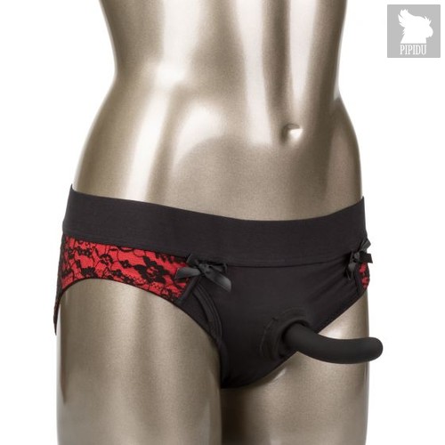 Красно-черные страпон-трусики Pegging Panty Set - размер L-XL, цвет красный/черный, L-XL - California Exotic Novelties