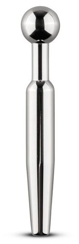 Серебристый уретральный стимулятор со съемным верхом Sinner Hollow Metal Penis Plug - 9 см. - EDC Wholesale