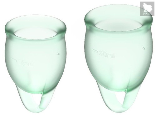 Набор зеленых менструальных чаш Feel confident Menstrual Cup, цвет зеленый - Satisfyer