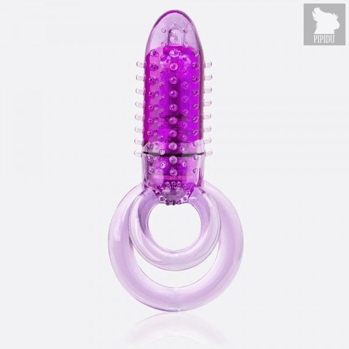 Фиолетовое виброкольцо с подхватом мошонки DOUBLE O 8 PURPLE, цвет фиолетовый - Screaming O