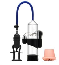 Вакуумная помпа Erozon Penis Pump с вибрацией и вставкой-вагиной, цвет прозрачный - Erozon