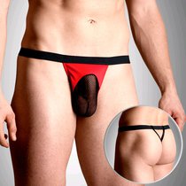Стринги мужские со вставкой-сеткой, цвет красный, M-L - SoftLine Collection (SLC)