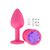 Анальная пробка "Джага Джага" 516-08, с фиолетовым кристаллом 7.3 см, цвет розовый/фиолетовый - МиФ