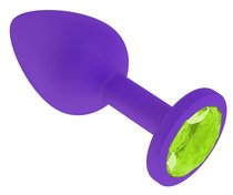 Фиолетовая силиконовая пробка с лаймовым кристаллом - 7,3 см, цвет лайм - МиФ