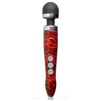 Красный беспроводной wand-вибратор Doxy Die Cast 3R с принтом в виде роз на рукояти - 28 см., цвет красный - Doxy