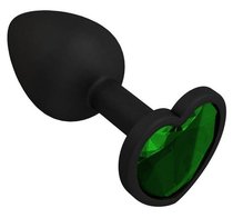 Черная силиконовая пробка с зеленым кристаллом - 7,3 см., цвет зеленый - МиФ