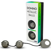 Вагинальные шарики Domino Metallic Balls хромированные, цвет черный - Seven Creations
