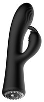 Черный вибромассажер-кролик Lux - 20 см., цвет черный - Shots Media