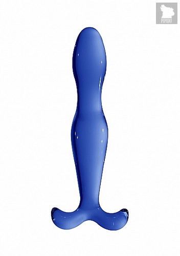 Синий стеклянный стимулятор Elegance - 18 см, цвет синий - Shots Media
