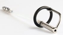 Серебристый фигурный уретральный стимулятор с силиконовым кольцом - МиФ