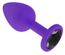 Фиолетовая силиконовая пробка с чёрным кристаллом - 7,3 см, цвет черный - МиФ