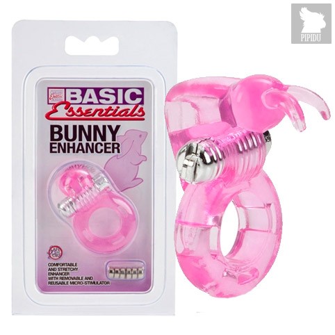 Виброкролик на пенис Basic Essentials Bunny Enhancer, цвет розовый - California Exotic Novelties
