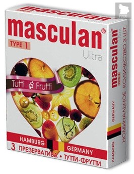 Жёлтые презервативы Masculan Ultra Tutti-Frutti с фруктовым ароматом - 3 шт., цвет желтый - Masculan