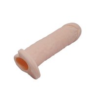 Насадка на пенис с кольцом для мошонки - 16 см., цвет телесный - Bioritm