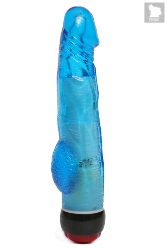 Вибратор реалистик с мошонкой и подсветкой голубой 21 х 3 см 47483-MM - 4sexdreaM