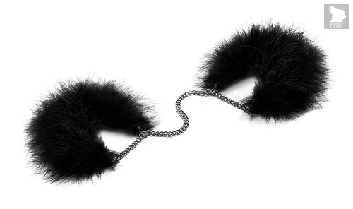 Перьевые наручники Za Za Zu Feather Handcuffs Bijoux, цвет черный - Bijoux Indiscrets